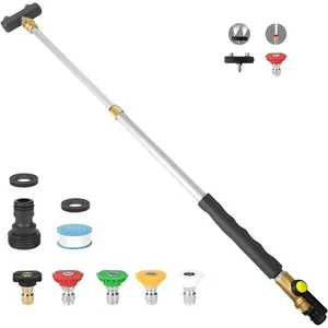 Jet Nozzle High Pressure Hose Nozzle, 2026 Extendable Washer Wand with 5 Spray Nozzles and 1High Pressure Dual Nozzle Washer Tools for,, and Car (black)