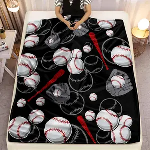 Baseball Pattern Blanket, 1 Count Soft Comfortable Throw Blanket,  Air-conditioned Room Blanket, Warm Nap Blanket for Home Dormitory  Office