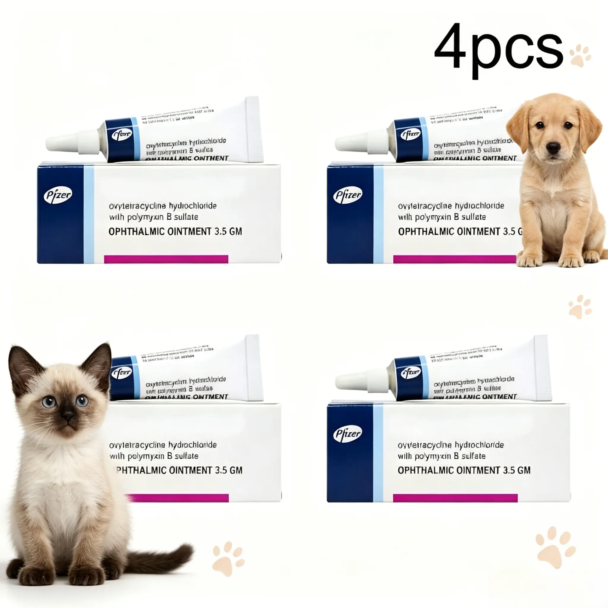 4PCS Pet Eye Care Ointment – Gently Cleans Eyes and Helps Reduce Tear Stains for Dogs & Cats, Must-Have Grooming Accessory