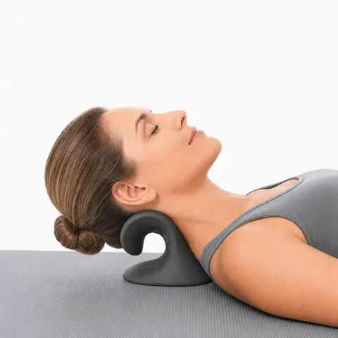 Neck Stretcher, Neck Hump Corrector, Neck and Shoulder Relaxer Cervical Traction Device Pillow for Muscle Relax and TMJ pain Relif (C neck pillow) Blue Body Care
