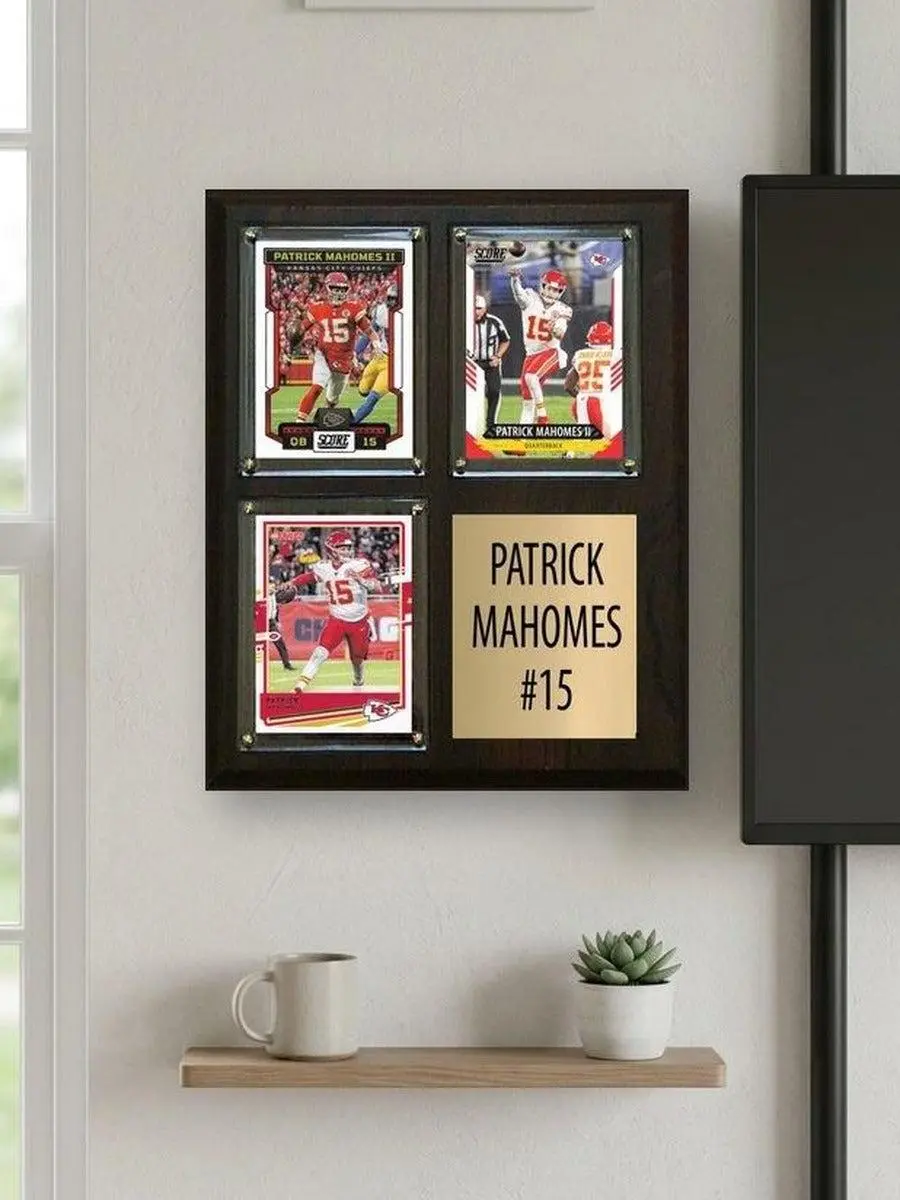 Patrick Mahomes 3 Card Plaque Donruss Fleer Topps 2023 2024 Kansas City Chiefs
