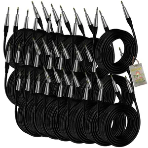 24 PACK - FAT TOAD 20FT Guitar Cords Instrument Cables | 24 AWG Patch Conductor for Electric Guitar, Bass, Amplifier, Speaker, Keyboard & Recording Studio | Shielded 1/4 Inch Gold Straight-End Wires