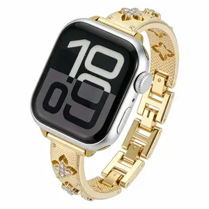 Cute Luxury Hollow Strap For Apple Watch Band 46 38 41 40 44 42 45 49 mm Metal Bracelet iWatch Series 10 9 8 7 6 5 SE Ultra 2 Jewelry,Women's Love Series Metal Straps Wearable Accessories,Adjustable，Fits wrist sizes: 4.5–6.5 inches
