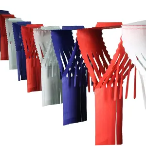 Red White & Blue Drop Fringe Garland | 20 In. x 12 Ft.