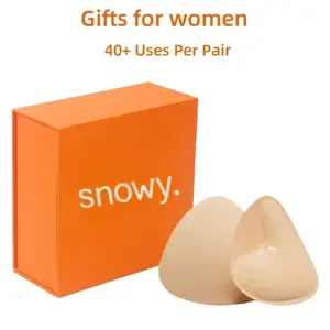 Women's Snowy Sticky Push-Up Inserts - Double-Sided Adhesive Bra Cups, Instant 2-Cup Size Boost, Reusable, Sweat & Water Resistant, Womenswear Bra Accessories Portable Waterproof
