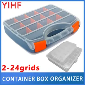 2-24 Grids Screw Box Container Organizer Plastic Transparent Compartment Adjustable Storage Box For Jewelry Button Hardware Tool