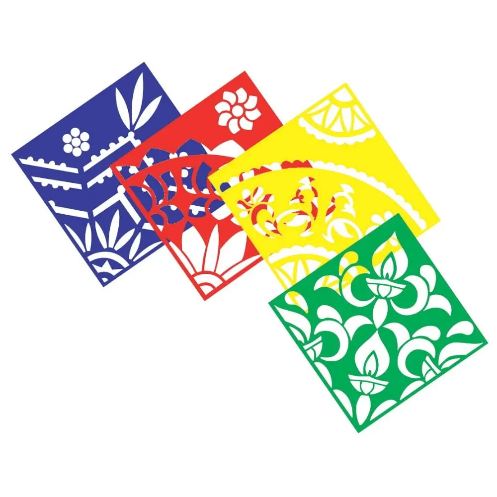 Roylco Traditional Classic Rangoli Mega Stencil Set - 4-Piece Decorating Tool for Kitchenware, Bakeware