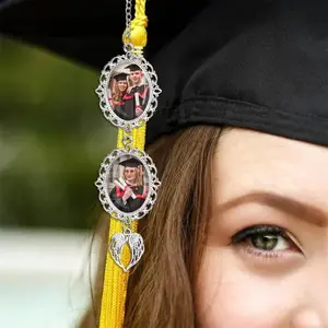 Graduation Tassel Charm with Angel Wings, Custom Graduation Cap Photo Charm, 2026 Memorial Graduation Gift, Graduation Gift For Her Him