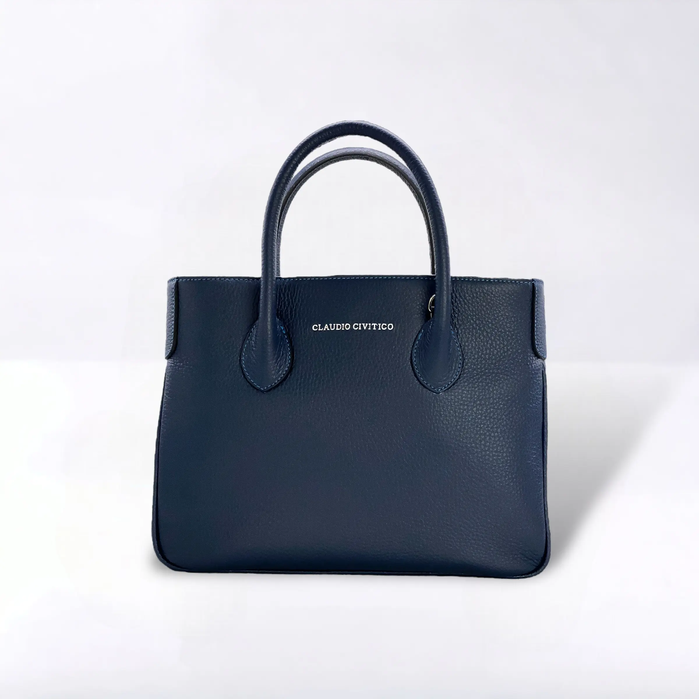 CLAUDIO CIVITICO Handbags - Blue Satchel purse with silver hardware