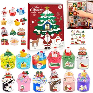 Christmas Slime Advent Calendar 24 Days Surprise Box Toy, Xmas DIY Slime Kit Holiday Butter Clear Cloud Slime, Galaxy Slime, Santa Claus, Xmas Tree Charms, Mix Ins, Anxiety Relief Sensory Sludge, 2025 Kids Stocking Stuffer Party Favors