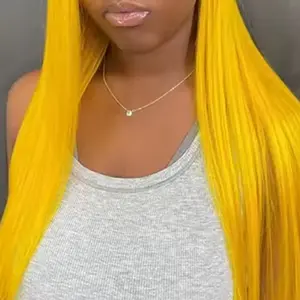 Yellow Human Hair Wig Straight Style - Natural Look and Color for Straight Texture