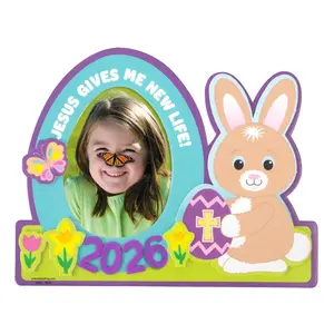 6 1/2" x 5" Religious Easter Dated Picture Frame Magnet Craft Kit - Makes 12