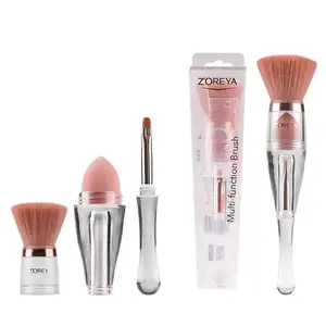 ZOREYA 3-in-1 Multifunctional Portable Makeup Brush | Soft Bristles, All-in-One for Contour, Blush, Highlighter, Eyeshadow & Concealer, Travel-Friendly Skincare Tool free sample products shipping Professional Pink Set