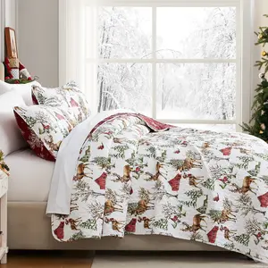 White Christmas Reversible Quilt Set