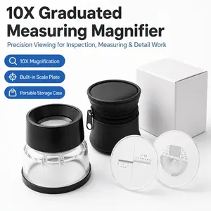 10X Portable Measuring Magnifier with Scale Plates & Storage Case, Inspection Loupe for PCB Repair, Jewelry, Coins, Stamps, Printing, Industrial Quality Check
