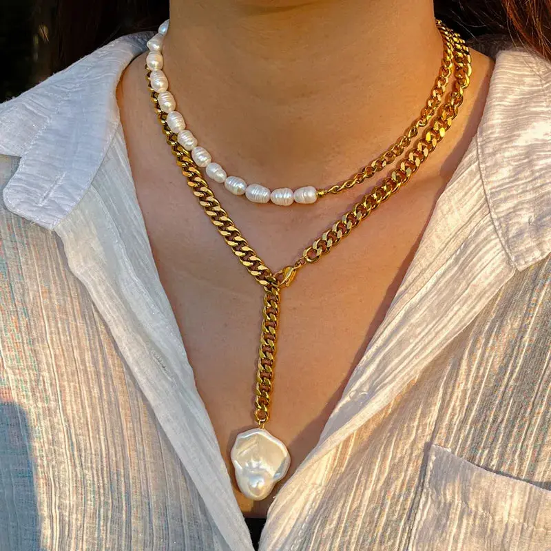 French Auntie Luxe Necklace - 18 KGP PVD