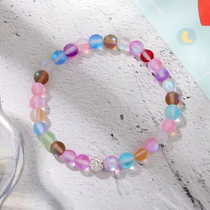 Women's Disco Ball Retro Moonstone Elastic Friendship Bracelets