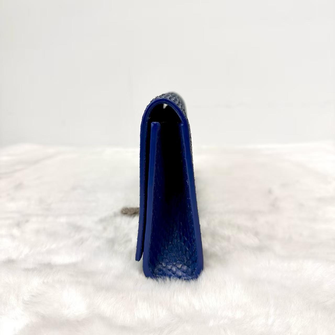 Pre-owned Yves Saint Laurent YSL Saint Laurent Klein Blue Snakeskin Clutch Bag | Dust Bag|21234877