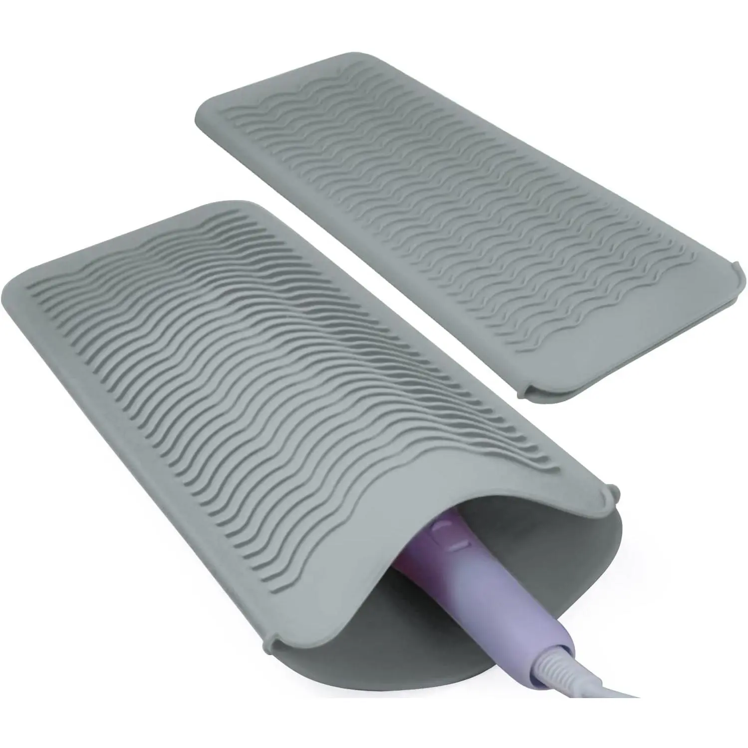 Silicone Heatproof Grip Foldable Storage Bag for Hair Straightener, Curling Iron, Flat Iron & Hot Hair Tools - Grey Home&Barber Accessory