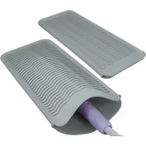 Silicone Heat Resistant Mat Pouch for Hair Straightener, Curling Iron, Flat Iron and Hot Hair Tools Grey