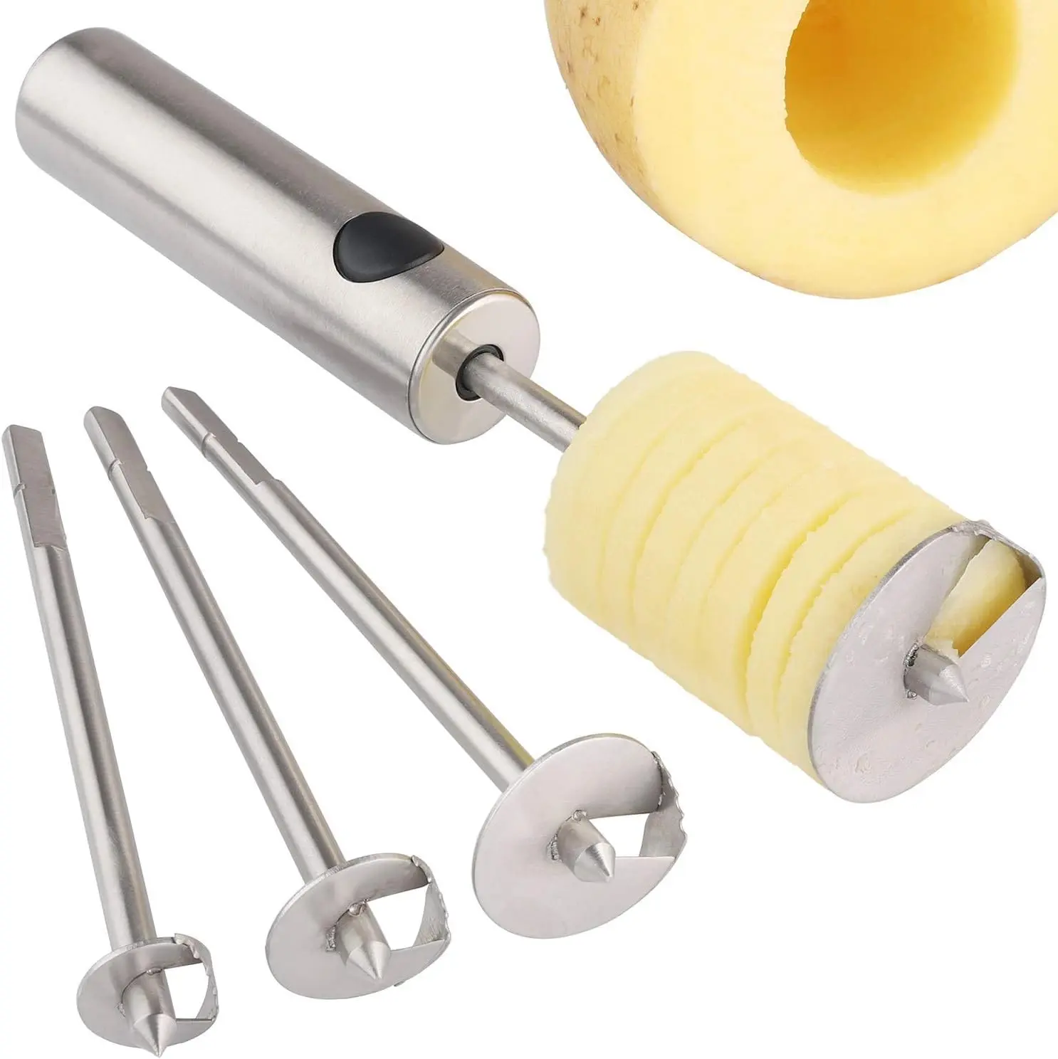 Veggie Core Drill Stainless Steel Vegetable Spiral Cutter Spiralizer Set | for Coring and Hollowing out Zucchini, Potatoes, Carrot, Pear