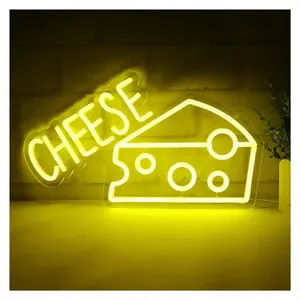 Sign Illuminated Cheese Neon Sign Wall Decor LED For Bedroom Decor USB Neon Light Dimmable Lamp Cheese Shops Restaurant 40x23.4cm Sign Illuminated