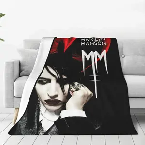 Retro Marilyn Manson Gothic Singer Flannel Blanket Ultra Soft Cozy Comfort Throw for Bedroom, Dorm Room, Sofa, Couch, Living Room and Travel, Perfect Gift for Fans