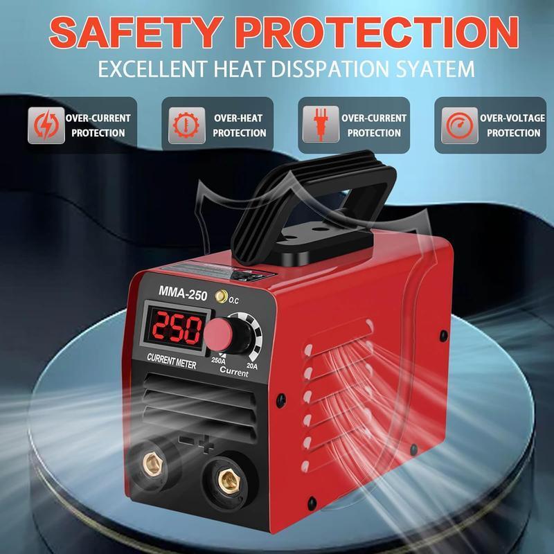 Super Mini Stick Welder 110V 250A ARC Portable MMA for Beginners with 10pcs Rod Tools IGBT Inverter Hot Start Arc Force Anti-stick Red Welding Machine