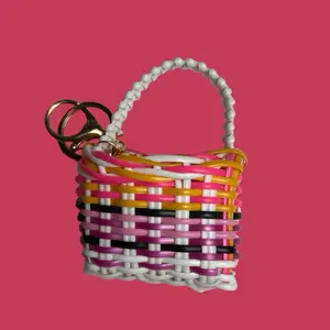 Mini Mercadito Keychain - Colorful Woven Design with Beaded Handle for Easy Attachment