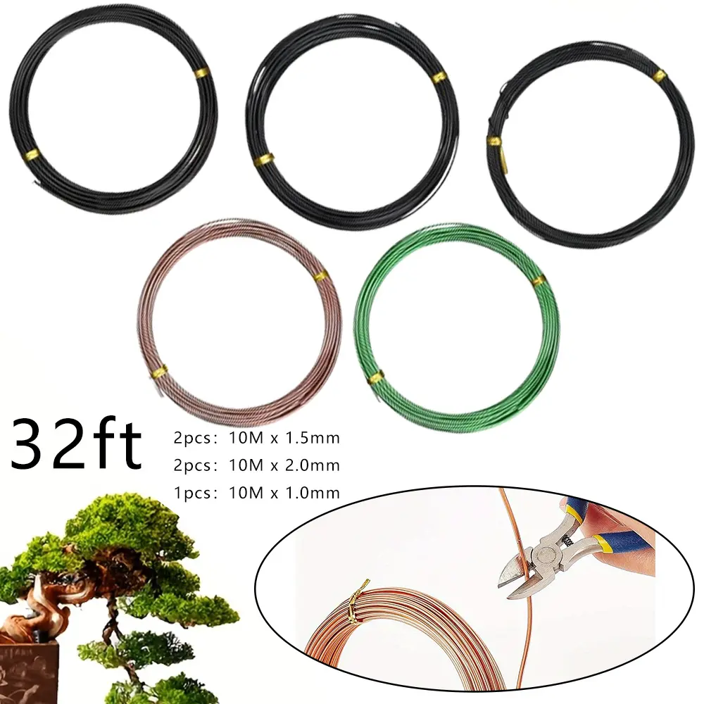 5Pack Bonsai Wire and Bonsai Tool Kit, 3 Size of 1/1.5/2-mm Total 160 Feet Bonsai Tree Wire for Bonzai Trees Indoor, Aluminum Garden Accessories - Home Improvement.