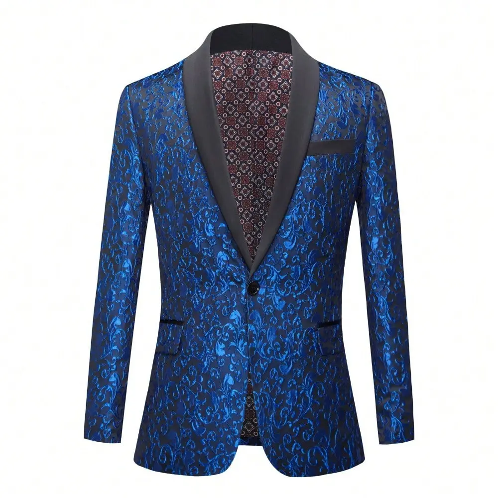Men's Glitter Dinner Blazer, a Single-Breasted Solid Color Jacket for Parties, Weddings, and Proms, Sequin