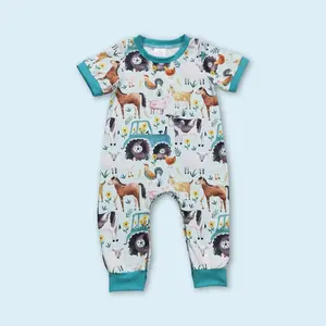 Cow goat pig horse chicken baby boy farm animal romper kids clothes