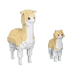 Larcele Animal Series Micro Building Blocks Animal Set, DIY Mini 3D Building Toy Bricks,1258 Pieces KLJM-07 (Two Alpacas) small building carnival prize