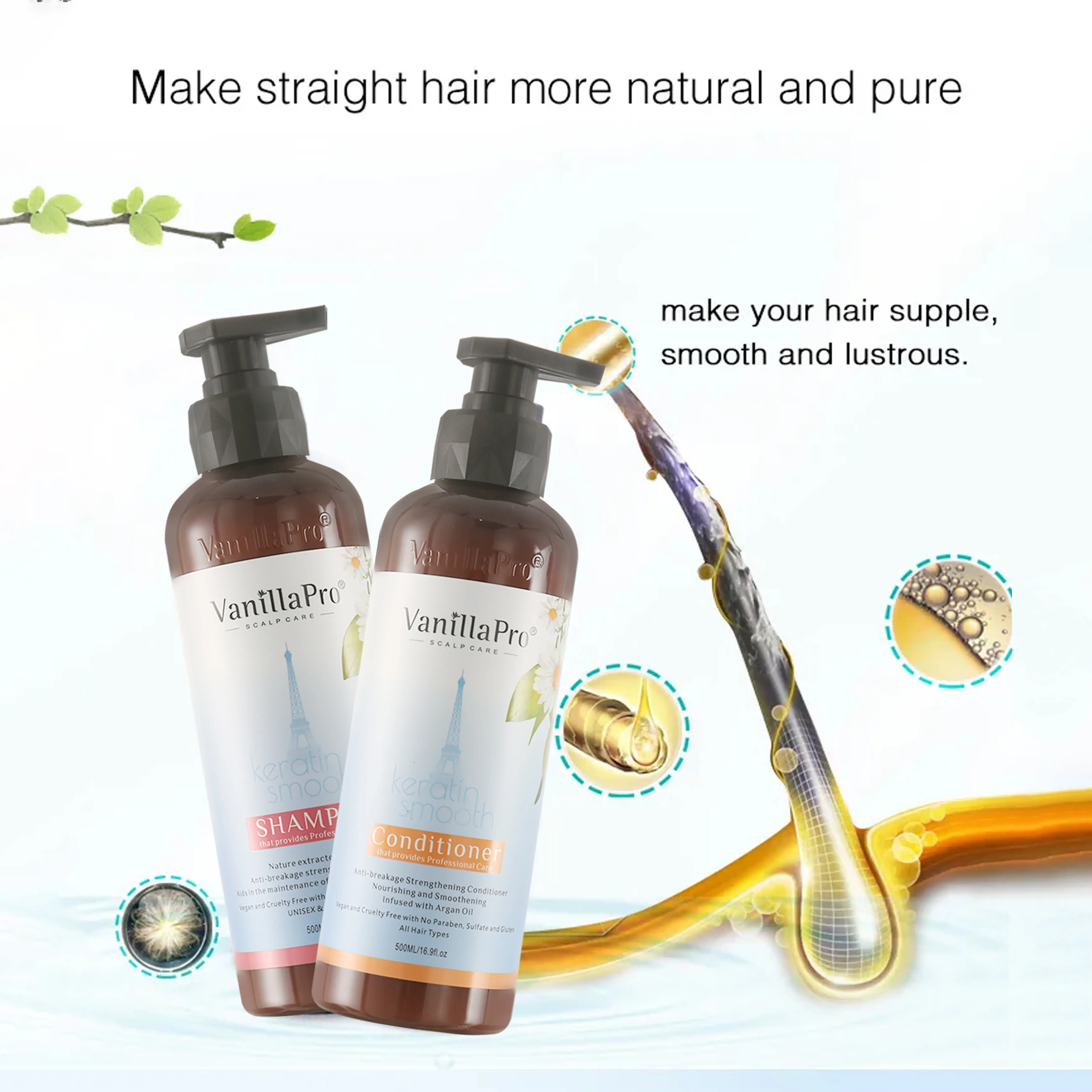 Smooth Conditioner - 500ml Anti-Frizz Haircare Product, Deeply Nourishing Formula for Smooth  1