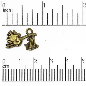 20mm x 14mm Stork With Baby Charm - Made of Pewter - Sold Individually - CBS1539