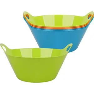 6 Pack Snack Bowls (4.9L Large), Plastic Serving Bowls for Party, Large Bowls with Handles for Kitchen, Fruit, Cereal, Candy, Salad and Chip, Microwave Safe