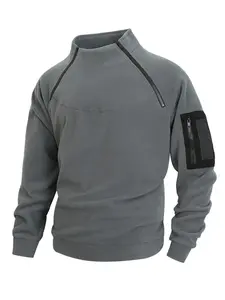 Men's Fall Winter New European Style Casual Warm Breathable Long Sleeve Hoodie Stretchy Jacket with Side Zipper, Comfortable Outerwear Fashion Tops