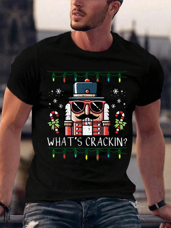 100% Cotton Christmas Nutcracker Whats Crackin Funny Xmas Men Women T-Shirt