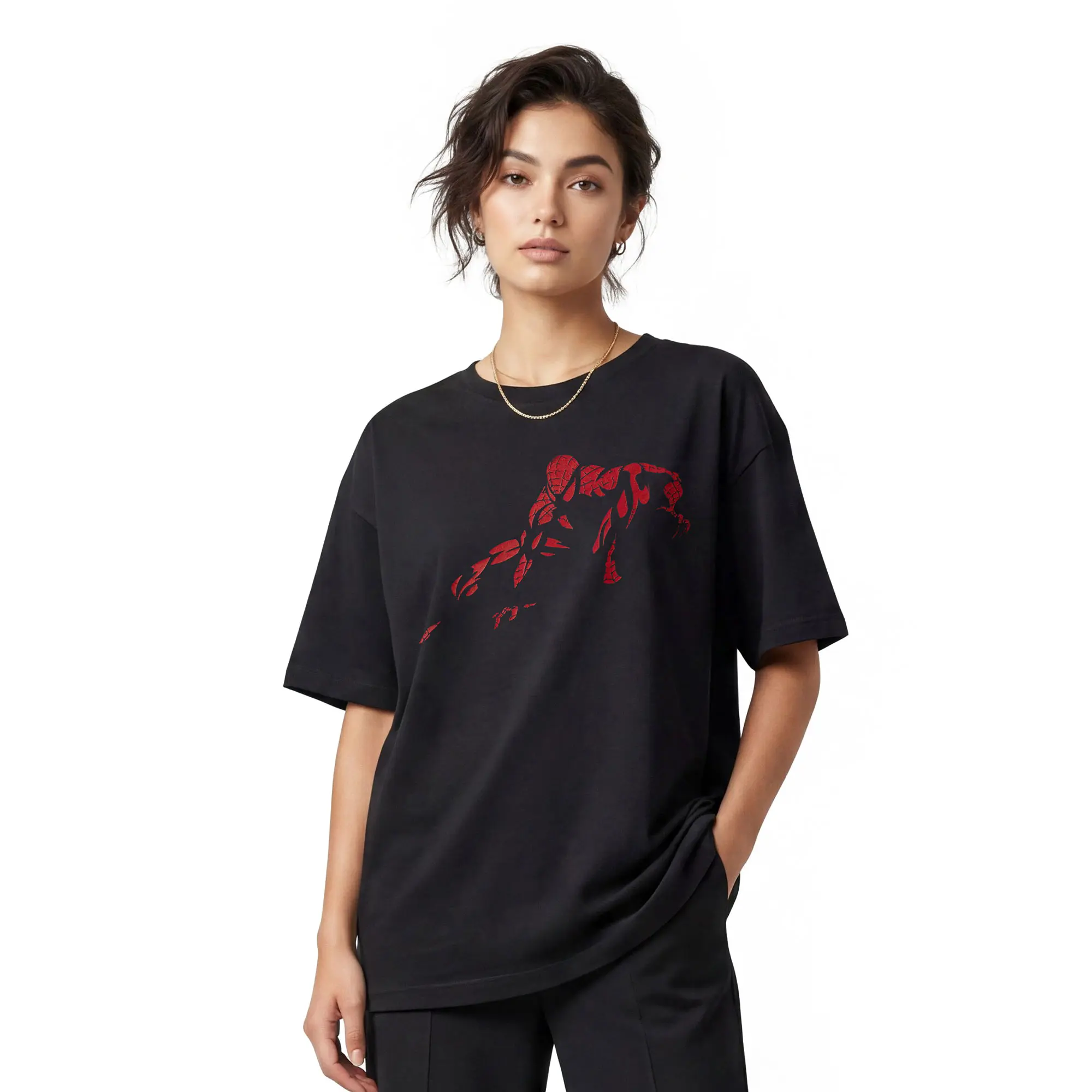 Marvel: Spider-Man Vintage Red Wraith Shadow Pose Womens Boyfriend T Shirt