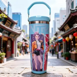 New 30oz Ice King Cup 304 Stainless Steel Flask Tumbler Handheld Car Mug Vacuum Suction Hunteress Team Insulated Bottle, Durable & Stylish Design, Insulated Water Cup