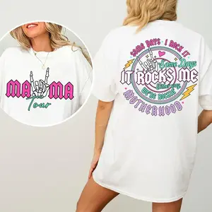 Mama Tour Rock Band Style Graphic T-shirt, Cool Mom Music Lover Apparel For Women, Cozy Printed Design Mother's Day Gift Idea | 010426.C00827.ID03