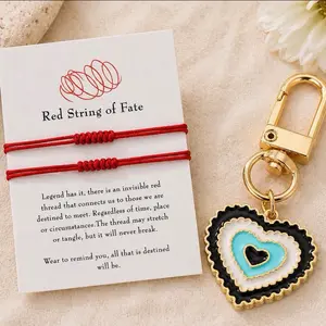 Red String of Fate Bracelet & Evil Eye Heart Keychain Bundle – Protection, Love & Connection Gift Set
