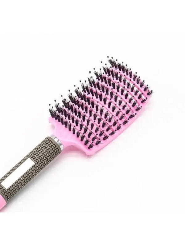 Detangling Hair Brush with Bristle-Nylon Bristles, 24.7x7.5cm Arched Shape Massage Teeth Comb for Stress Relief, Anti-Dandruff & Hair Growth for Male & Children