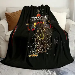 HD digitally printed flannel blankets Slogan Print Blanket Max Verstappen 1 RB Racing Unique Quilts Soft and comfortable all-season blanket portable flannel sofa blanket Flannel Throw Blanket