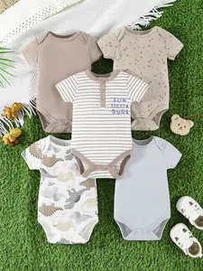 5-piece baby triangular jumpsuit, newborn crawling suit, short-sleeved jumpsuit, children's clothing