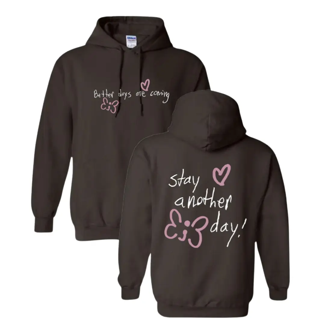 Women's Unisex Classic Mental Health Awareness Hoodie - Stay Another Day Better Together Collection, Long Sleeves Cotton Crewneck Pullover, Premium Casual OOTD Statement Tops
