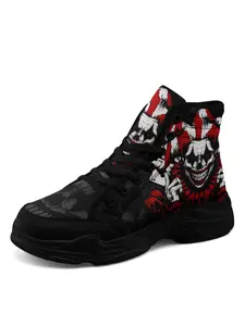 Men's Gothic Joker Punk Sneakers, Fashionable High-top Shoes, Dark Aesthetic Streetwear Trainers, Casual Comfortable Round Toe All-match Shoes, Closed, Footwear