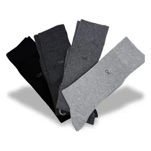 Calvin Klein Men's 4-Pack Rib Dress Crew Socks Everyday Polished Comfort Soft Breathable Fabric Neutral Colors for Dress Shoes or Sneakers