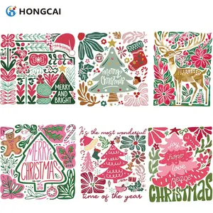 Christmas Heat Transfer Vinyl Set, Hand-Drawn Tree & Reindeer Designs, Durable Iron-On Patches for Clothes, Bags, Hats, Holiday Decorations
