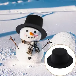 6Pcs Black Mini Felt Top Hats, Tiny Formal Party Hats for Snowman Crafts, Christmas Decor, Dolls & DIY Craft Projects, Hair Accessories